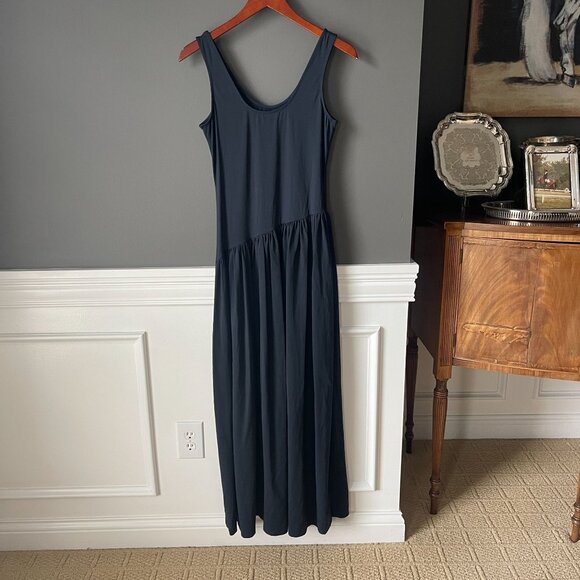 Ciao Lucia Savina Black V-neck Asymmetric Waist Stretch Jersey Maxi Dress Medium - Picture 4 of 8